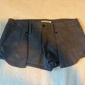 We The Free Black leather High-Rise Paneled Skort